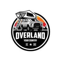 Premium Overland SUV camper truck circle emblem badge vector isolated