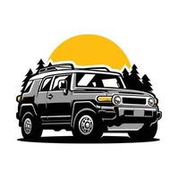 Overland SUV adventure vehicle vector illustration