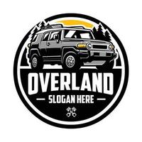 overland suv aventura vehículo círculo emblema logo vector ilustración