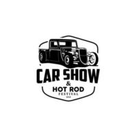 exhibición de autos y vector de logotipo de hot rod