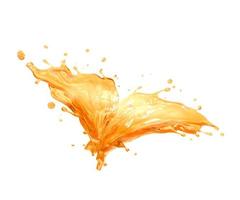 Orange juice splash isolated on white background, 3d rendering with Clipping path. photo