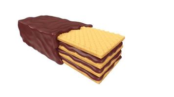 Dark chocolate coated on wafer bar, 3d rendering with Clipping path. photo