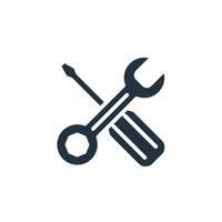 Wrench and screwdriver icon in trendy flat style isolated on white background. repair symbol for web and mobile apps. vector