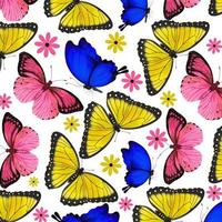 patrones sin fisuras con mariposas de colores foto