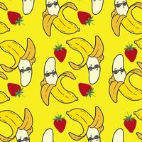 Seamless pattern of banana and Strawberry for summer concept photo