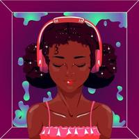 girl listening to music vector illustration