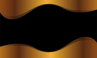 Black abstract background with gold wave frame vector