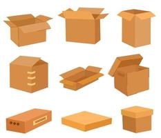Cardboard boxes set. Delivery and packaging. Transport, delivery. Hand drawn vector illustrations isolated on the white background.