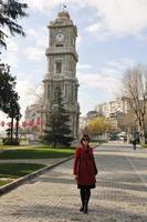 woman visit ancient istambul in turkey photo