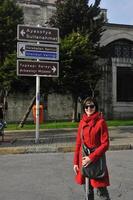 woman visit ancient istambul in turkey photo