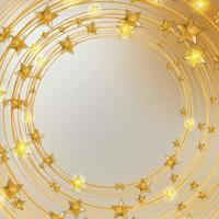 Merry Christmas and Happy New Year Holiday Template Background with Glossy Golden Stars.  Illustration photo