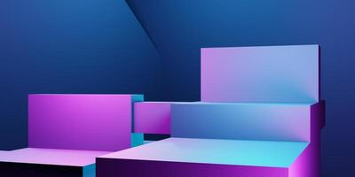 3d rendering of purple and blue abstract geometric background. Scene for advertising, technology, showcase, banner, cosmetic, fashion, business, metaverse. Sci-Fi Illustration. Product display photo