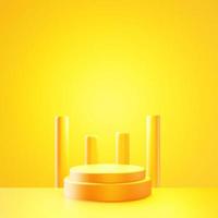 3d rendering of empty yellow podium abstract minimal background. Scene for advertising design, cosmetic ads, show, technology, banner, food, fashion, luxury. Illustration. Product display. copy space photo