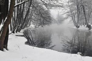 temprano en la mañana en un hermoso día de invierno foto