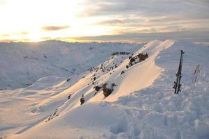 mountain snow sunset photo