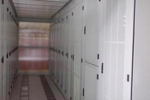 modern server room with white servers photo