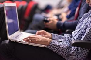business people hands using laptop computer photo