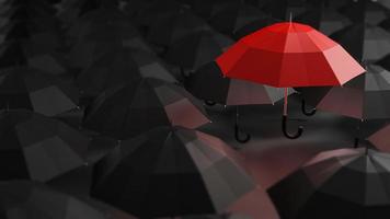 Red umbrella for leadership concept photo