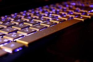 man using laptop, searching web, browsing information, having workplace at home, soft focus picture, Vintage concept, night photo