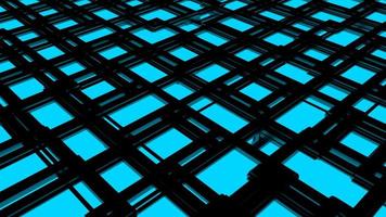 Close-up to wall with blue windows of black futuristic building. 3d Illustration photo