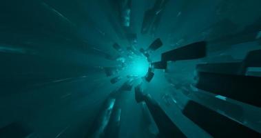 abstract design using cube shape elements with a bright green glowing light that has a cinematic effect, 3D rendering, and 4K size photo