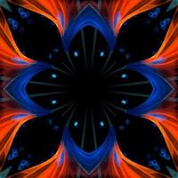 Abstract digital art lonely blue orange flower collage texture pattern with unique shape and design photo