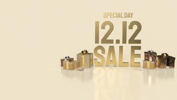 12.12 gold text for shopping or business content 3d rendering photo