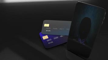 mobile and credit card for cybersecurity concept 3d rendering. photo