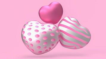 The three heart on pink background  for valentines day holiday content 3d rendering photo