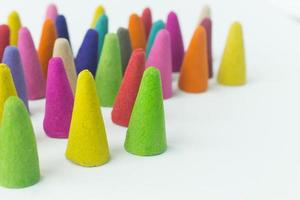 Incense Cone in a stand with the feather for background. photo