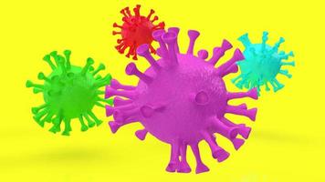 The virus multi color on yellow background for medical content 3d rendering photo