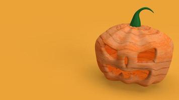 pumpkin jack o lantern in yellow background 3d rendering. photo