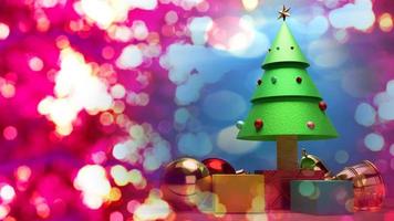 Christmas tree on wood table 3d rendering image for christmas celebration content. photo