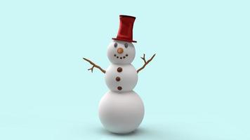 muñeco de nieve sobre fondo azul para la representación 3d de contenido navideño. foto