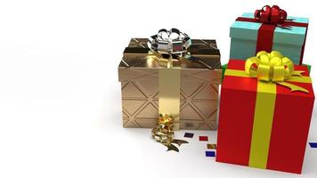 cajas de regalo sobre fondo blanco imagen de renderizado 3d para contenido de celebración. foto