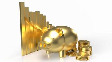 The gold piggy and chart for business concept 3d rendering photo