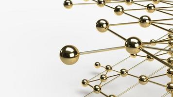 The Abstract design connection design gold  sphere network structure 3d rendering. photo