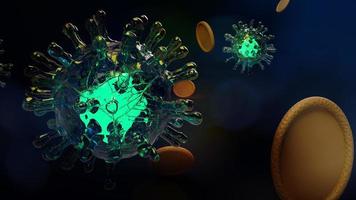 covid 19  virus microorganism  3d rendering   for medical content. photo