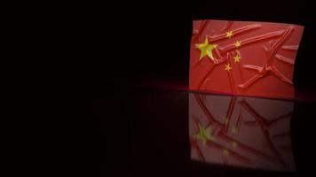 The Chinese flag on black background for business content 3d rendering. photo