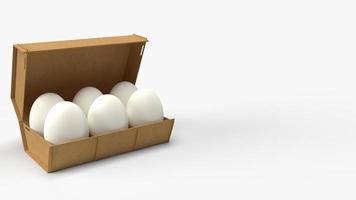 eggs in paper box on white background 3d rendering for food content. photo