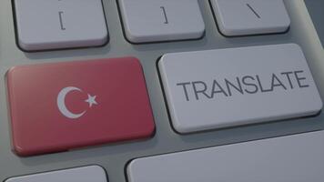 Translate concept on keyboard with Turkey flag. Turkey flag button on keyboard. 3d illustration photo