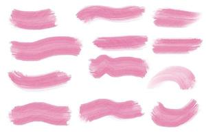 Pink brush paint stroke Zen collection. Highlight line. Color highlight line illustration brush stain set. Abstract art graphic marking sticker design element. Hand drawn underline curved attribute.