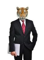business man with animal head isolated photo