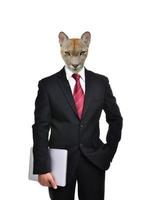 business man with animal head isolated photo