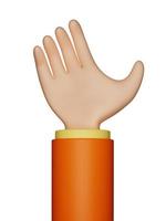 3D render cartoon raise up hand in orange and yellow apparel for business design concept illustration photo