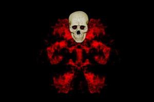 skull with red smoke on black background,Halloween day photo