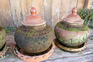 water container jars of the ancient thai photo