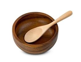 Wooden bowl and spoon isolated on white background ,include clipping path photo