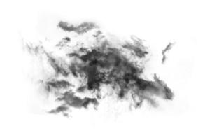 Humo texturizado,negro abstracto,aislado sobre fondo blanco. foto