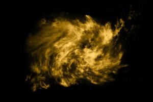 Textured cloud,Abstract golden,isolated on black background photo